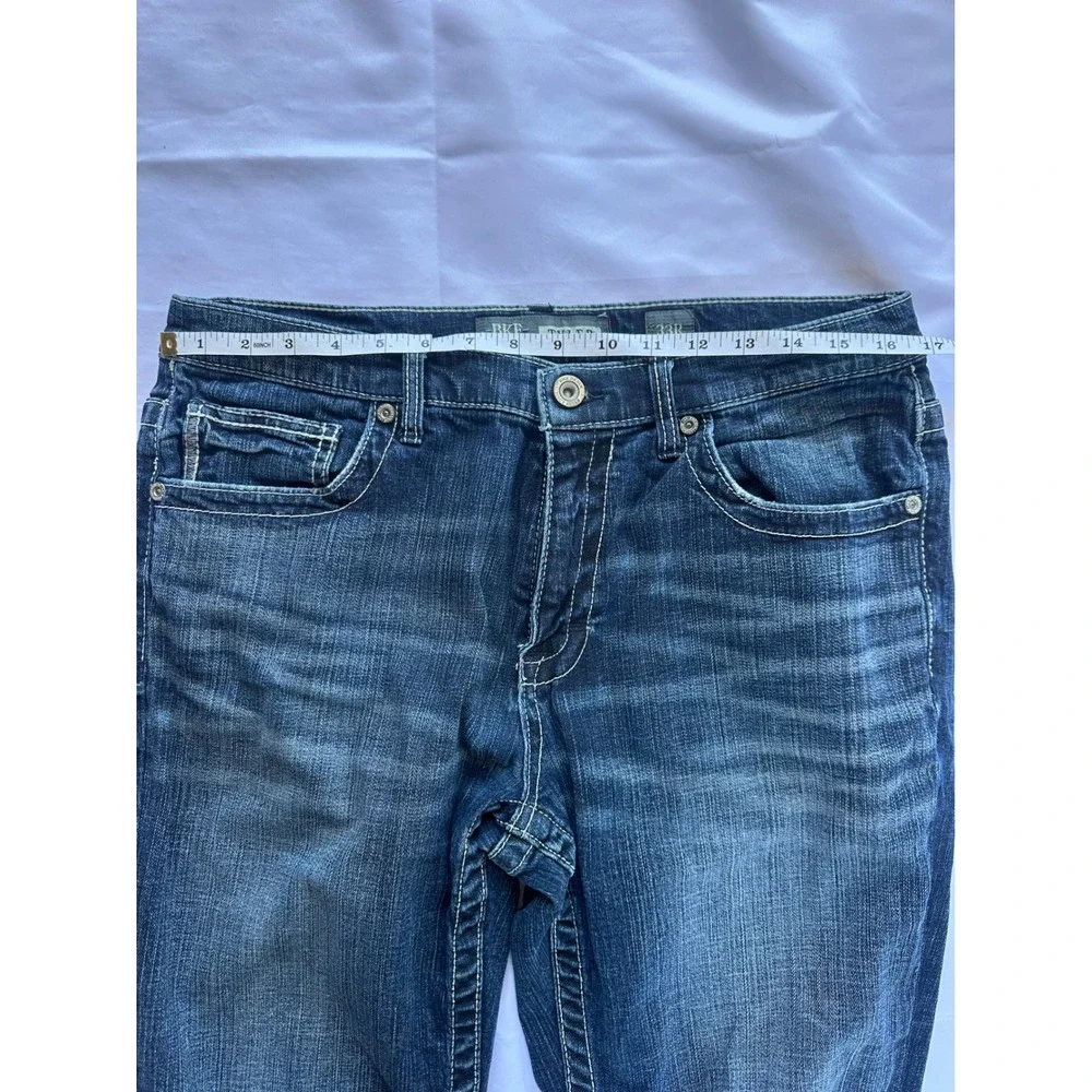 BKE Tyler Straight Leg Jeans Mens 33R Dark Wash Embroidered Pockets Denim Pants
